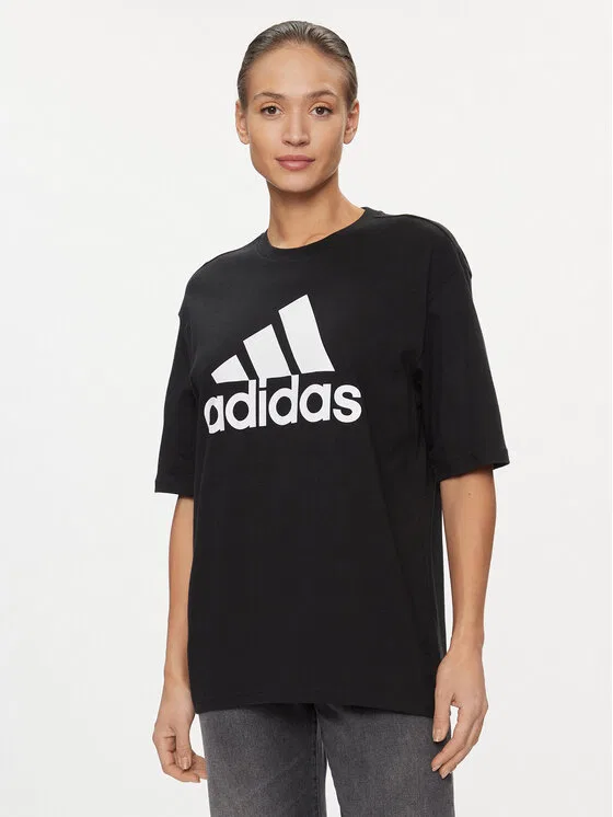 Футболка loose fit Essentials Big Logo Boyfriend T-Shirt Adidas, черный