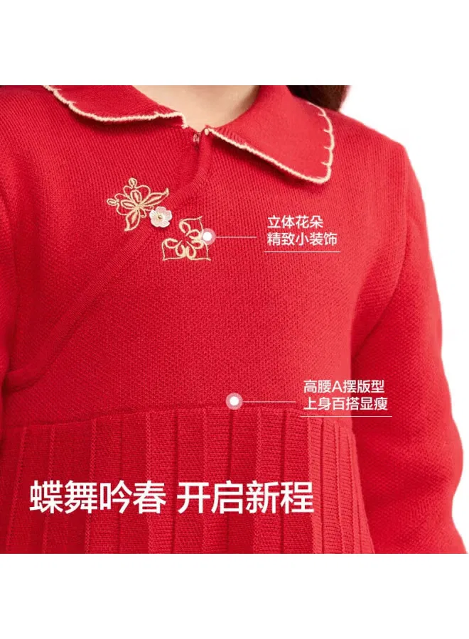 Платье вязаное с принтом New Chinese Style Balabala, красный — фото 3