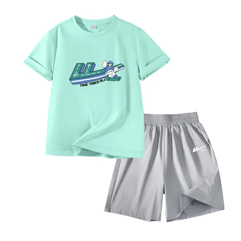 Детский спортивный костюм с круглым вырезом Light Blue Green/H Green Track-Gray/H Silicone Huili White K WARRIOR