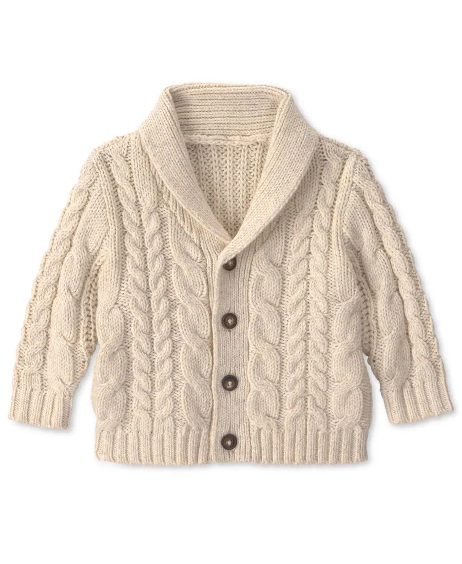 Детский кардиган с шалью-воротником, модель Long-Sleeve Cardigan Sweater Osh Kosh, Cream