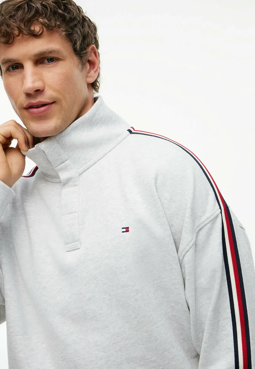 Рубашка на половину пуговиц - th global stripe lg - пижамная рубашка Tommy Hilfiger, Ice Grey Heather — фото 4