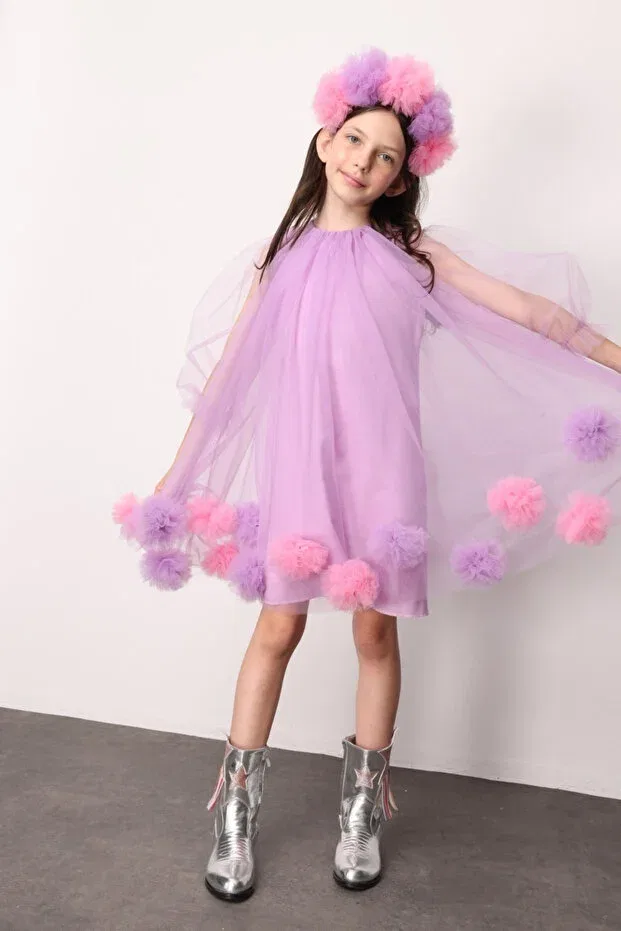 Детское платье для девочек с длинным рукавом Party Le Mabelle, Lilac — фото 2