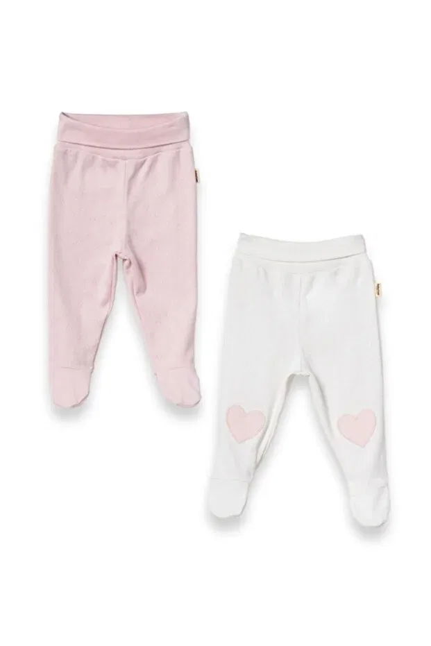 Детский комплект штанов и пинеток для девочек Organic Cotton Piece Baby Bottom Set Babycosy Organic Wear, Ecru