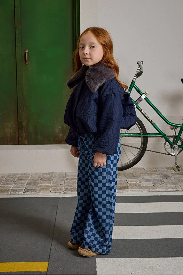 Детское пальто для девочек стеганое Fahhar Kids, Navy Blue — фото 2