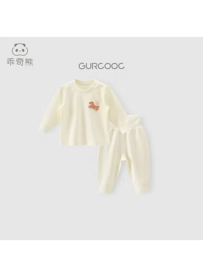 Комплект детского белья из хлопка с длинным рукавом Guaiqi xiong Good Bear, молочный — фото 2