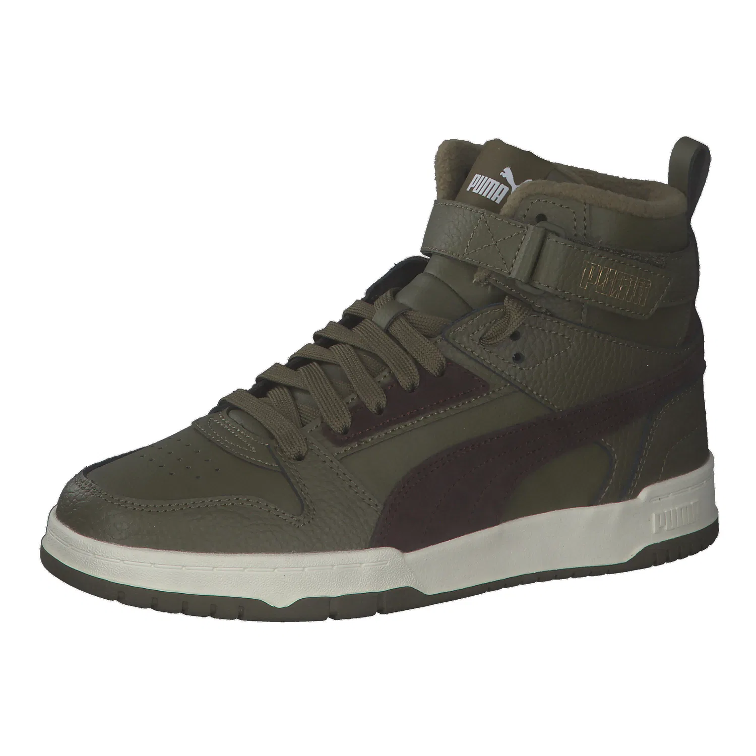 Детские кожаные кроссовки с липучкой RBD Game WTR Jr Puma, Olivgrun Braun