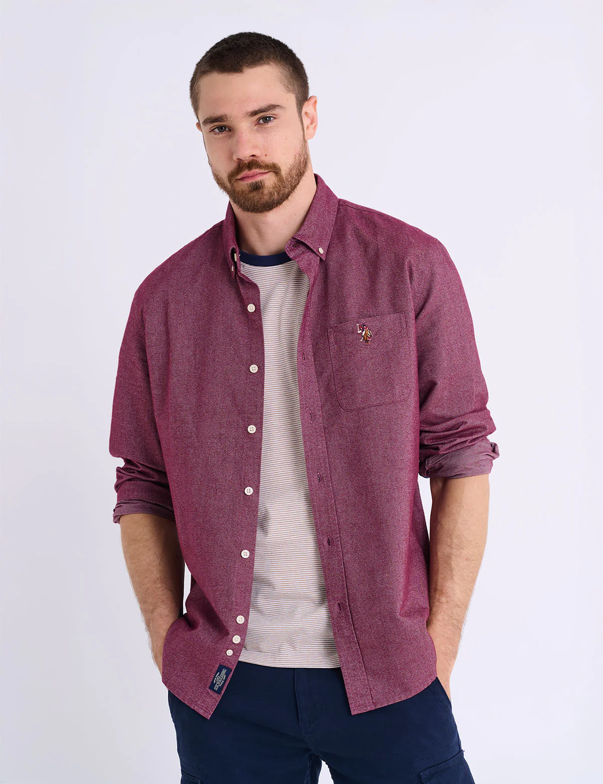 

Рубашка U.S. Polo Assn Long Sleeve Brushed Oxford With Pocket, бордовый