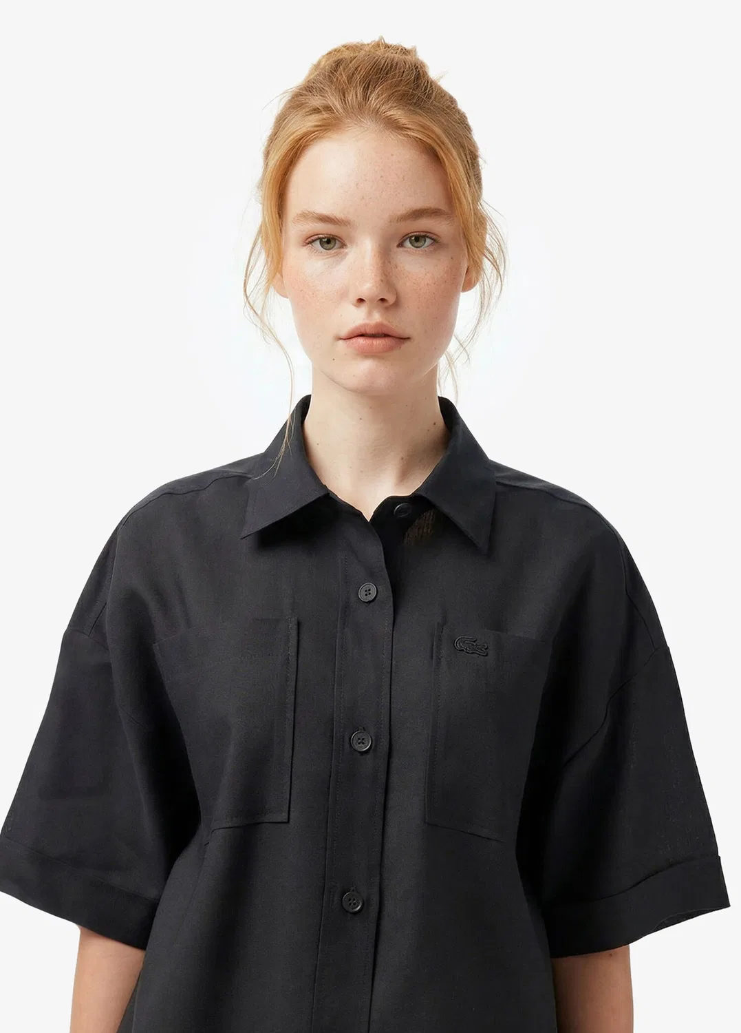 Блуза Lacoste Truvakar Kollu Relaxed Fit, черная — фото 2