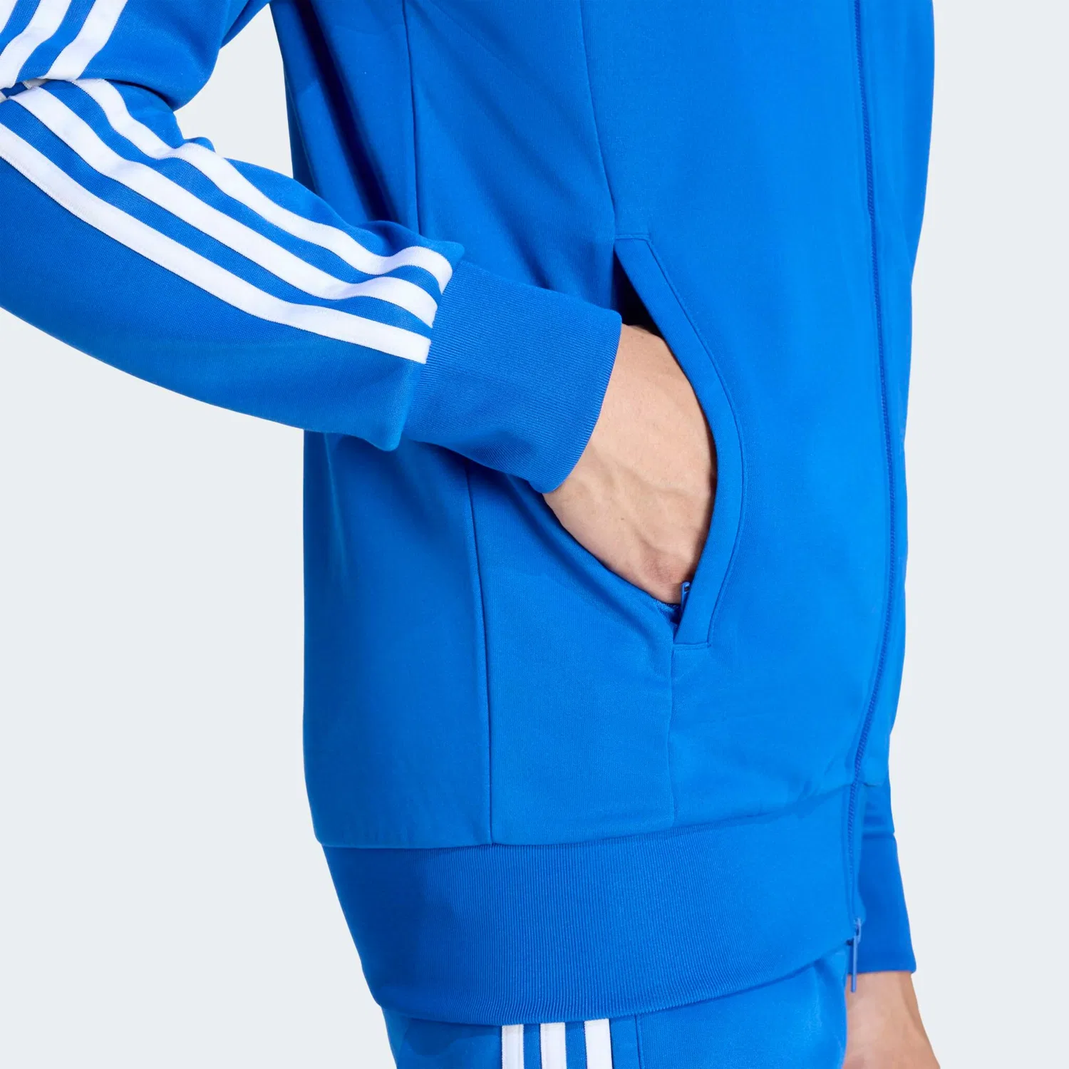 Мужская тренировочная куртка с бомбер-воротником Adidas Originals, Blue/White — фото 3