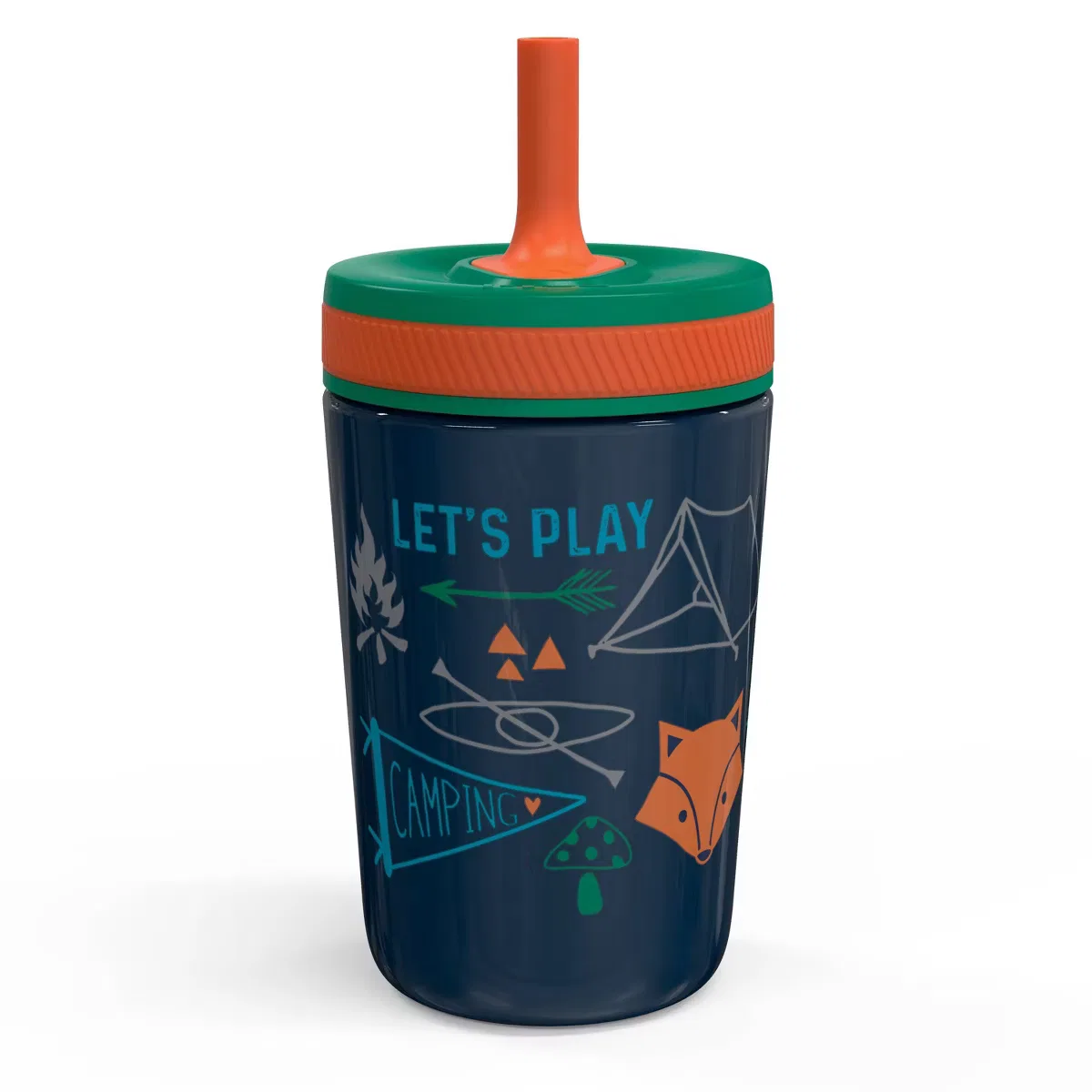 Детский термостакан с трубочкой 350 мл из нержавеющей стали Kelso Tumbler Zak Designs, Camp — фото 2