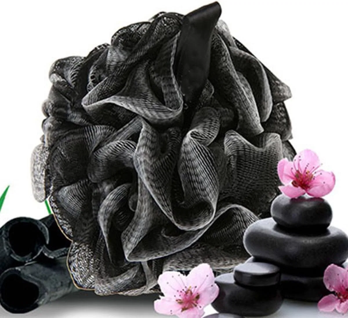 Мочалка-сетка для душа, MALUGOGO, 1 шт, 15x12 см, Schwarz — фото 2