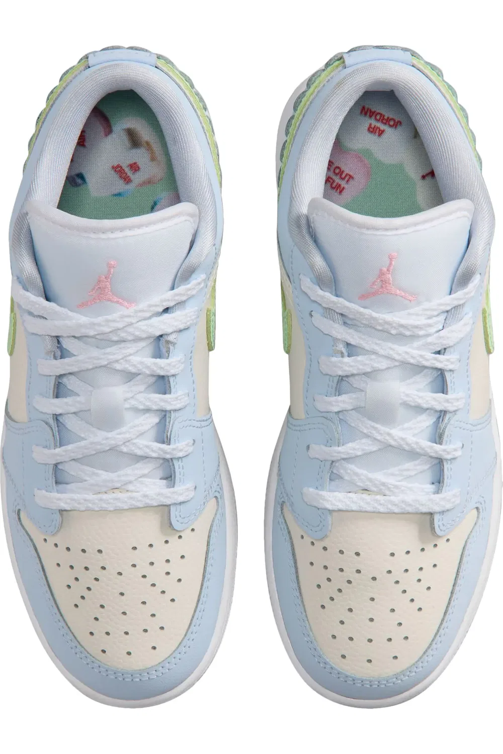 Детские кроссовки баскетбольные Air Jordan 1 Low Jordan, Half Blue/Vapor Green/Sail — фото 3