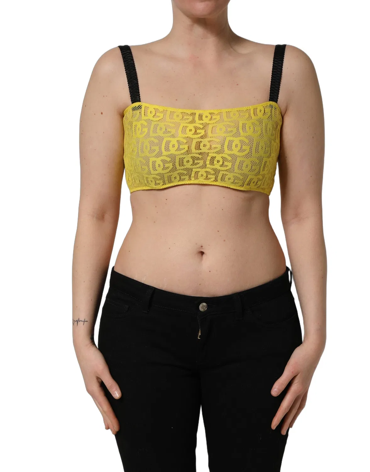 Женский топ-бра с принтом леопарда Cropped Top Dolce & Gabbana, Yellow Black