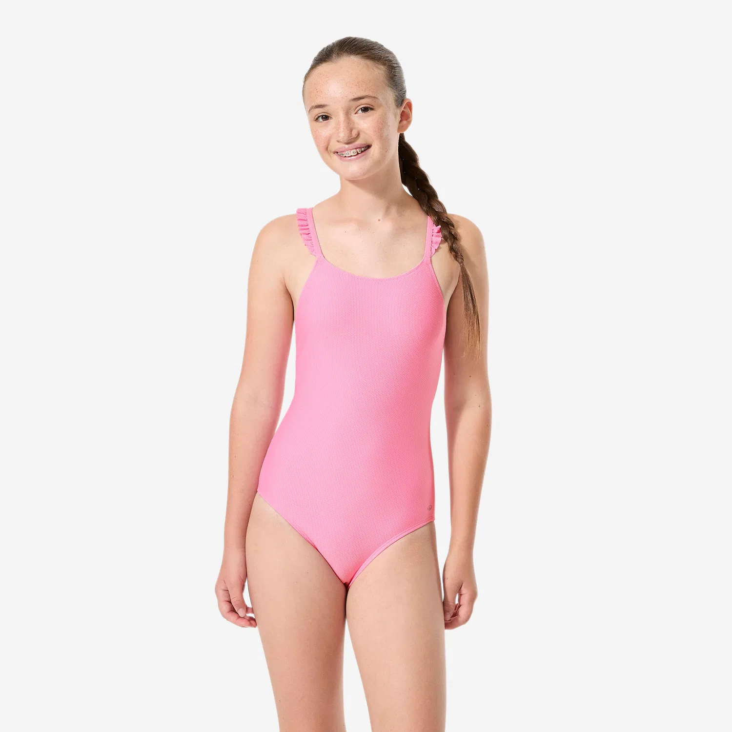 Детский купальник для девочек с открытой спиной Madchen Decathlon, Begonienrosa
