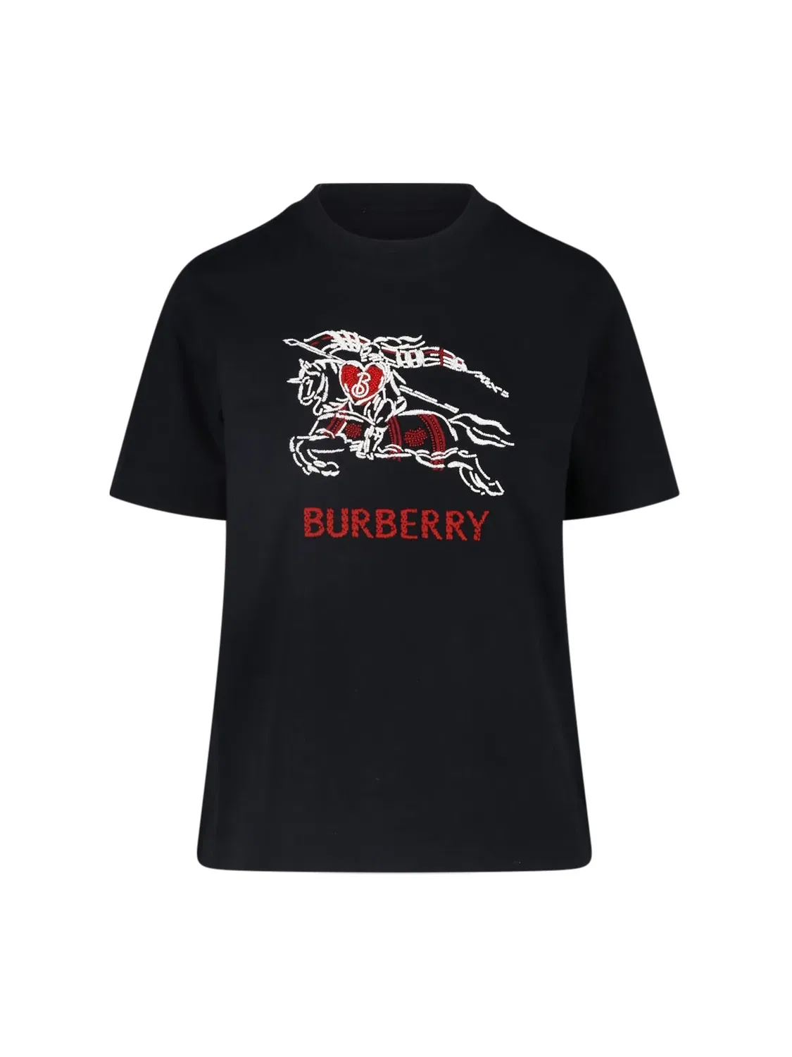 Женская футболка с принтом Black Cotton Heart Knight T-Shirt Burberry, черный