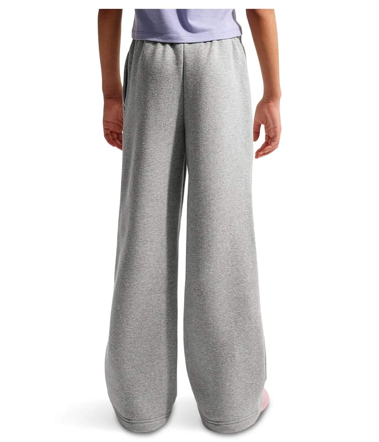 Флисовые брюки Sportswear Studio с открытым низом (для детей постарше) Nike Kids, Dark Grey Heather/Particle Grey/White — фото 4