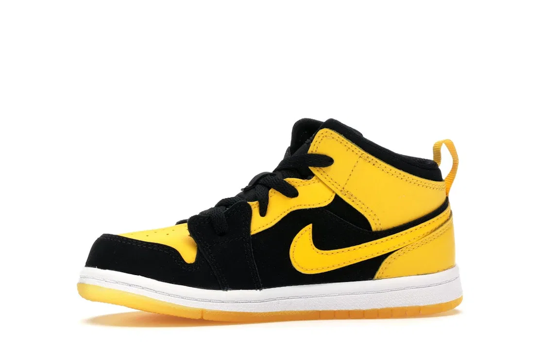 Детские кроссовки с высоким берцем Jordan 1 Retro Mid Jordan, Black/Varsity Maize-White — фото 3