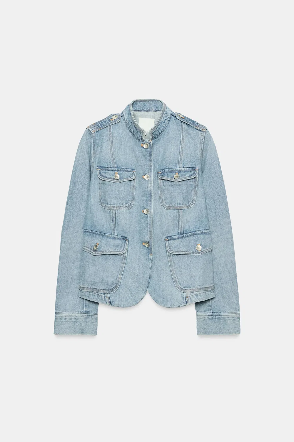Джинсовая куртка TRF с карманами ZARA, Blue — фото 4
