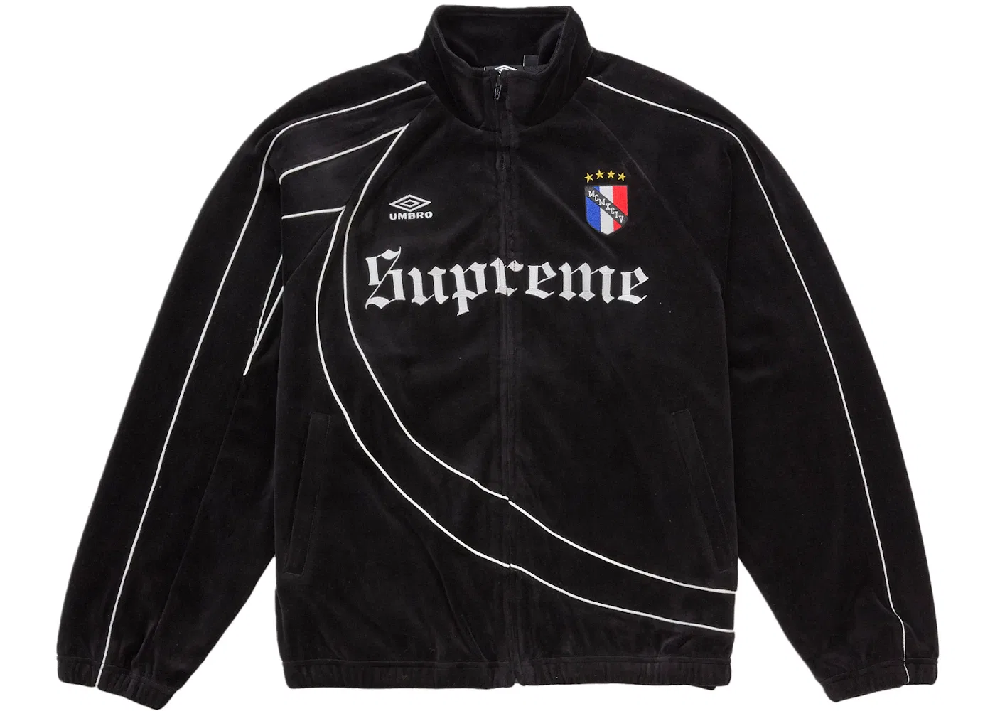 Мужская куртка на молнии с вышивкой Supreme Umbro Velour Track Jacket, черный