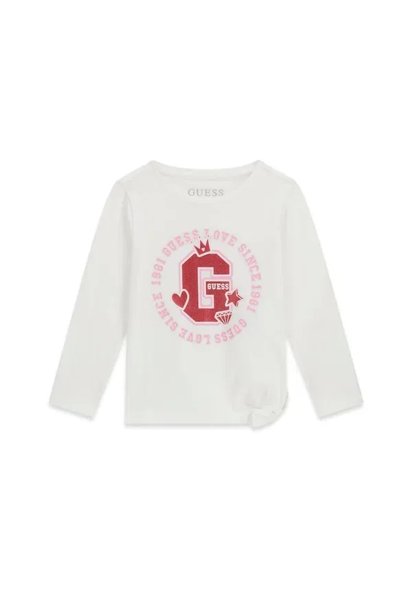 Футболка с блестящим логотипом - топ с длинными рукавами Guess, белый — фото 4