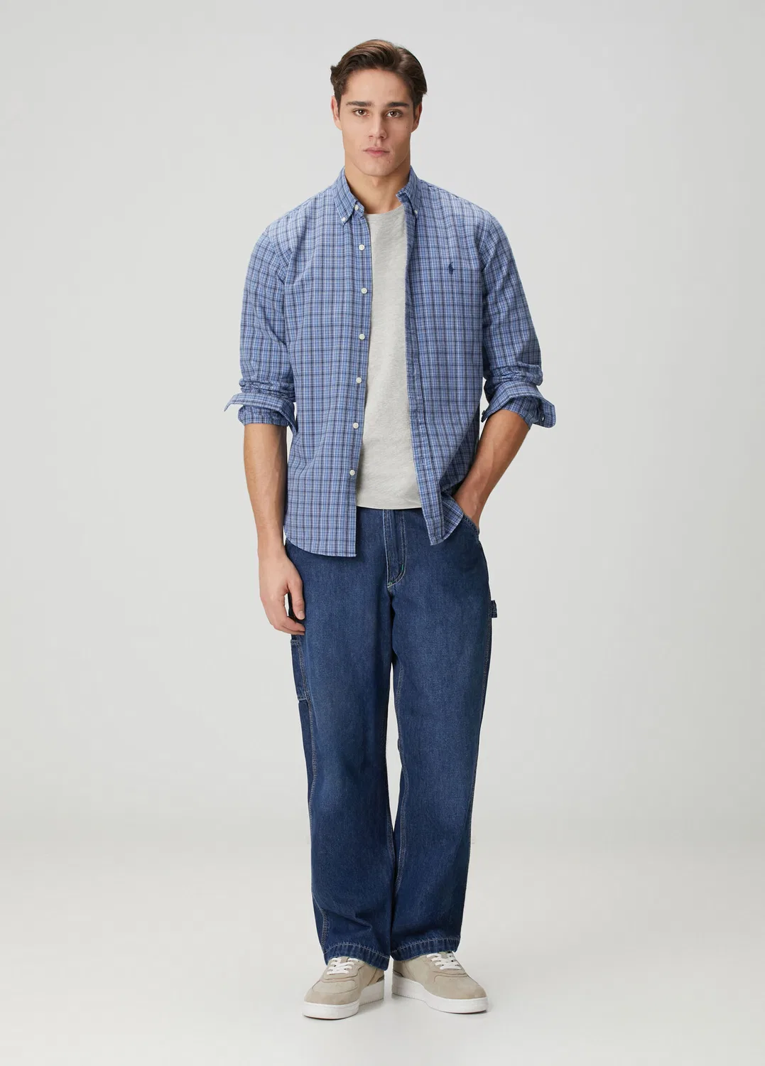 Рубашка Polo Ralph Lauren Custom Fit, синяя в клетку — фото 2