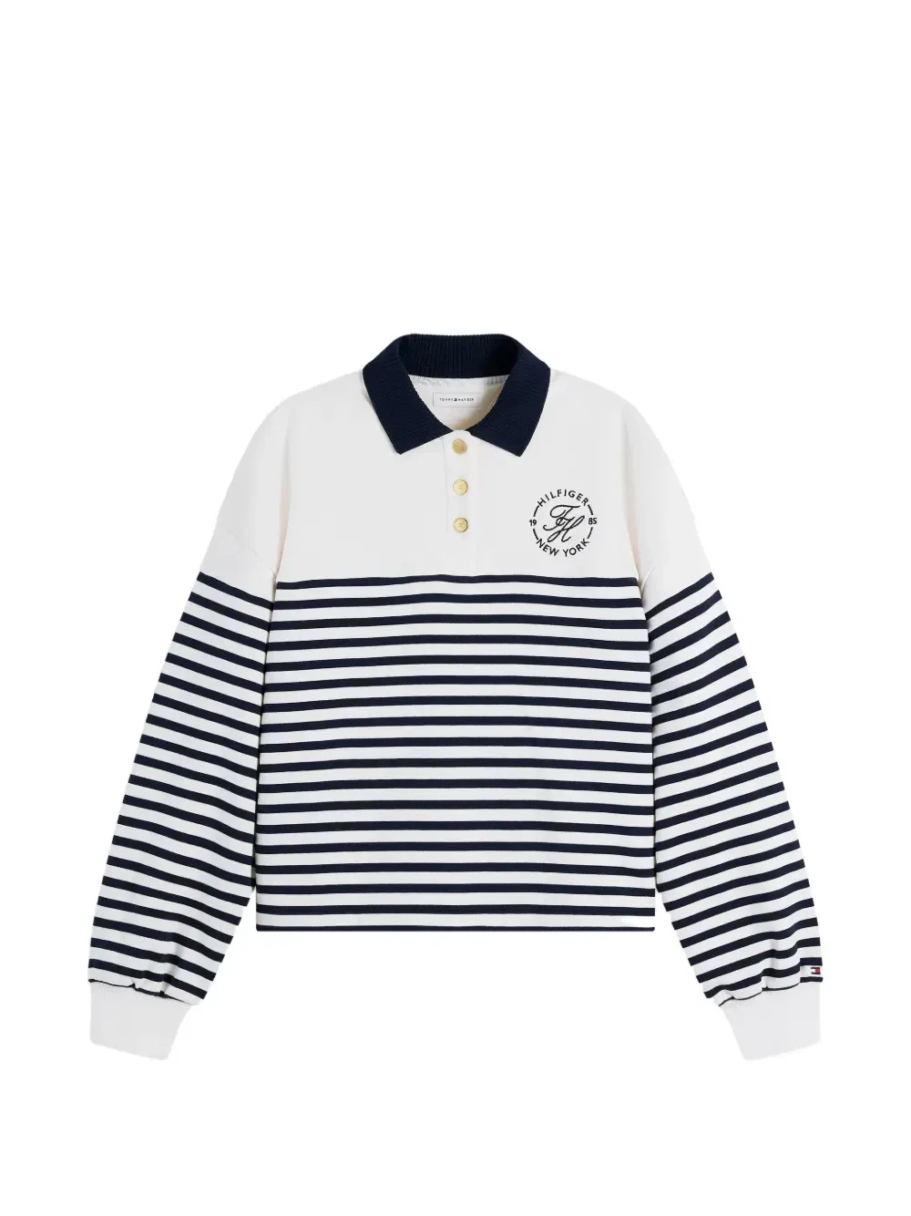 Поло в полоску с длинным рукавом. Tommy Hilfiger, белый