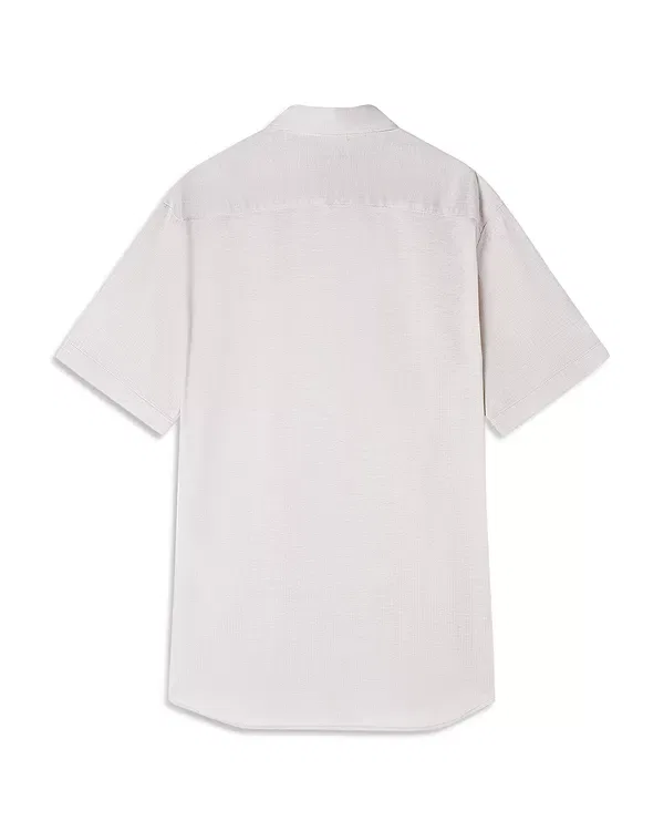 Мужская рубашка с коротким рукавом из сейрсакера Techno seersucker short sleeve shirt Emporio Armani, Sand — фото 3