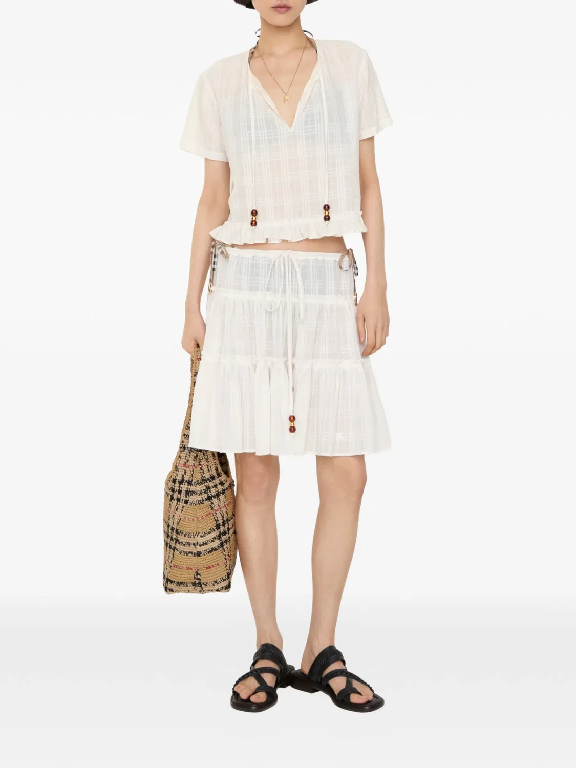 Юбка в клетку Burberry, нейтральные цвета — фото 2