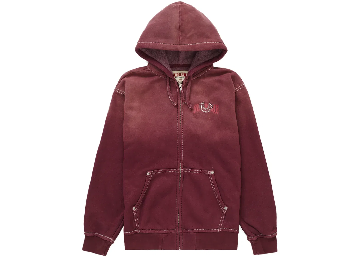 Мужская худи с застежкой-молнией Supreme True Religion Zip Up Hooded Sweatshirt (FW22), Eggplant