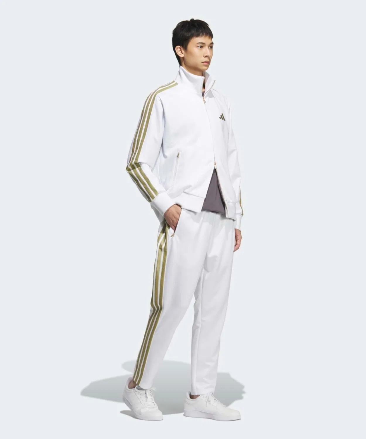 Мужские спортивные брюки из даблните с открытым низом Stadium Gold Adidas, White — фото 3