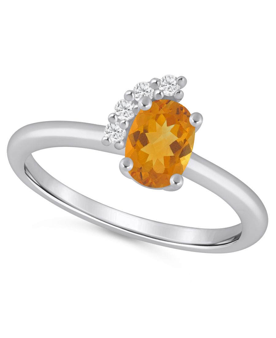 

Кольцо с аметистом (3/4 карата) и белым бриллиантом (1/20 карата) из белого золота 10 карат Macy's, Citrine/White Gold