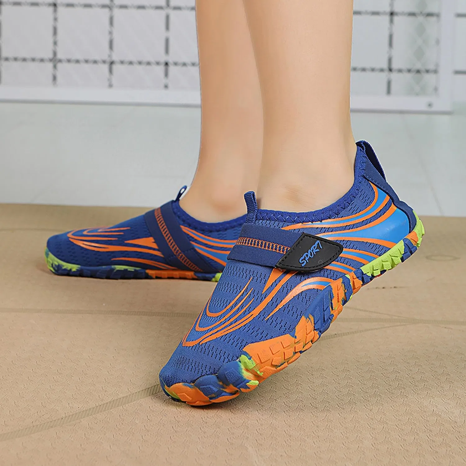 Детские кроссовки для мальчиков с принтом Pianta Larga Scarpe Barefoot Scarpe Bambini Palestra Bambina 28 34 Bambino con Elastico Sandali da Ginnastica Ragazza per Antiscivolo Estive Sneakers Tela 25 Scoglio Acqua 24 Il Mare Occhio di Bue, Blu — фото 3