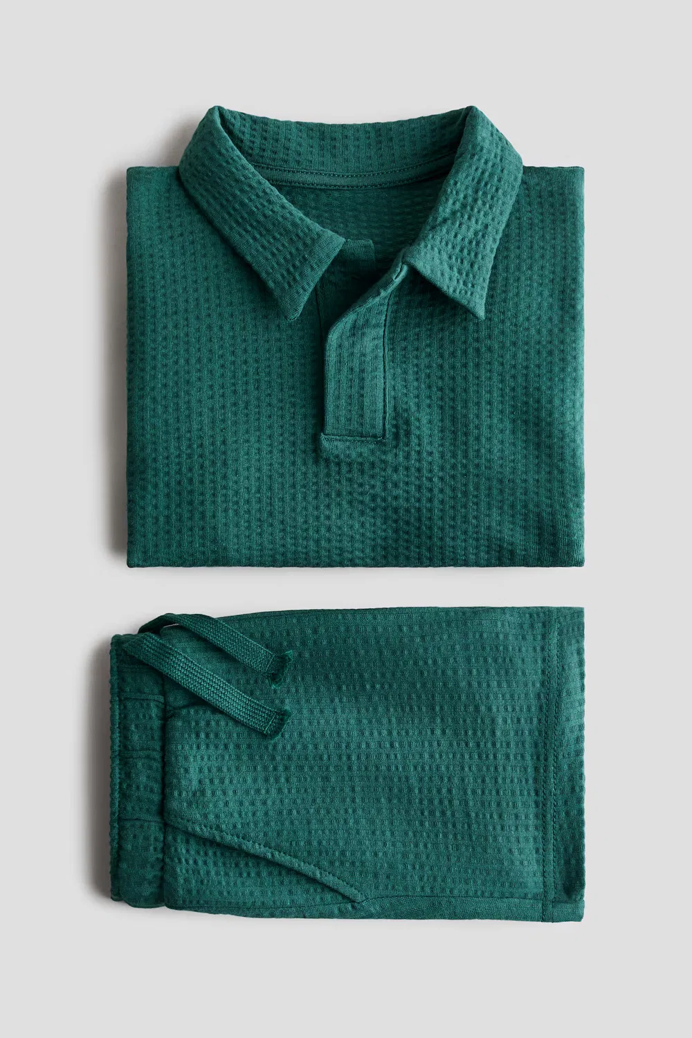 Комплект из двух предметов из хлопка с вафельной текстурой H&M, Dunkelgrün — фото 2