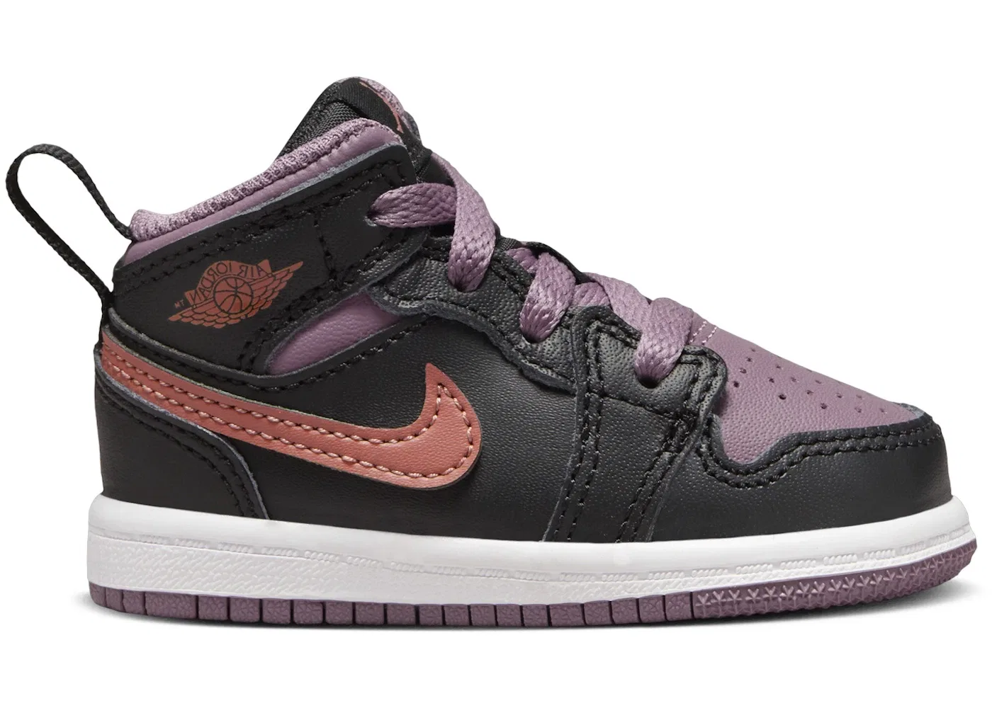 Детские кроссовки Lifestyle с принтом Jordan 1 Mid SE Jordan, Black Sky J Mauve White Sky J Orange