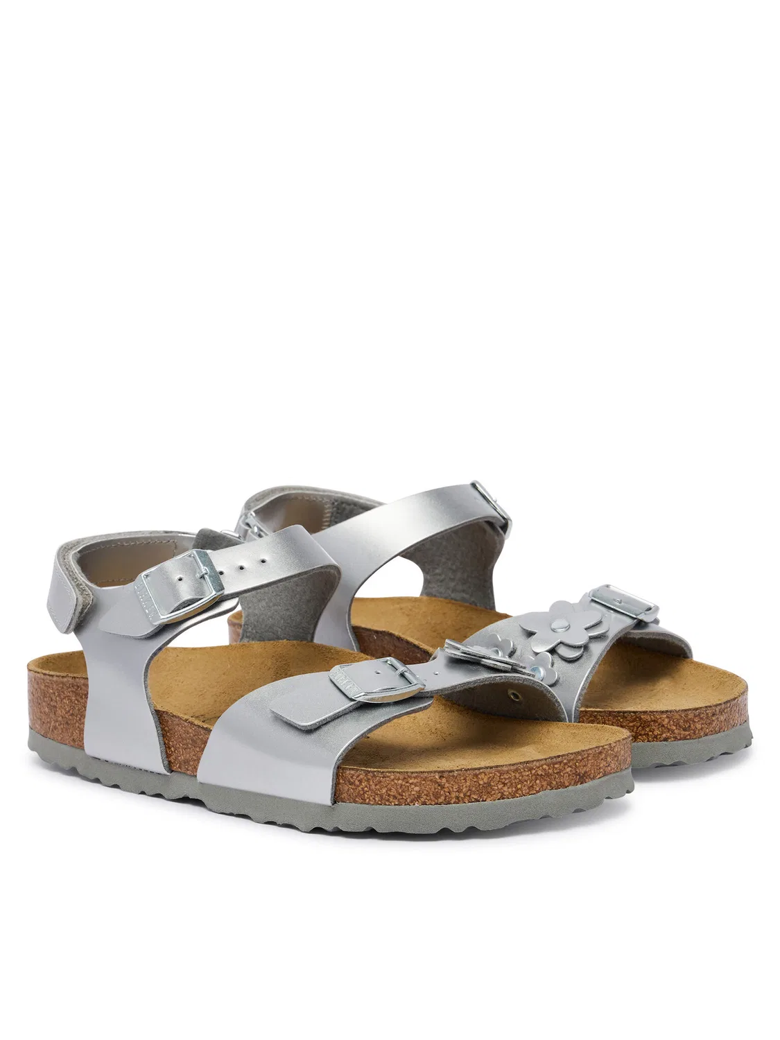 Сандалии для девочки Rio As Flowers Birkenstock, серебристый — фото 2