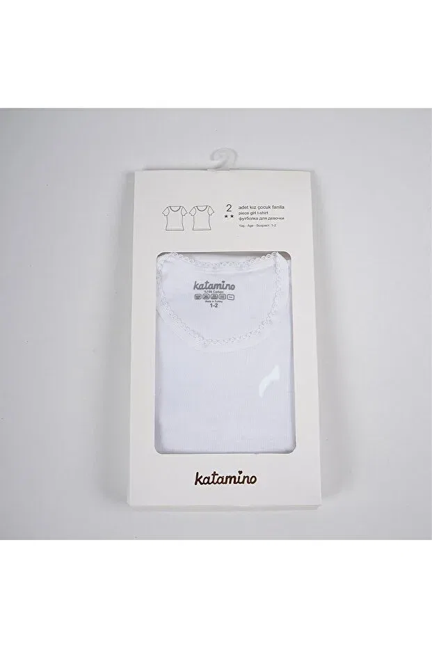 Детское нижнее белье для девочек хлопковое Heda 2-piece girls' undershirt Katamino, White — фото 2