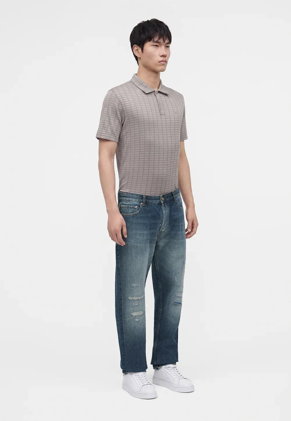 Брюки с карманами - джинсы прямого кроя Emporio Armani, Medium Blue Denim — фото 4