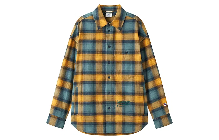 Детская рубашка с воротником и принтом в клетку Champion, Ink Velvet Blue Plaid — фото 3
