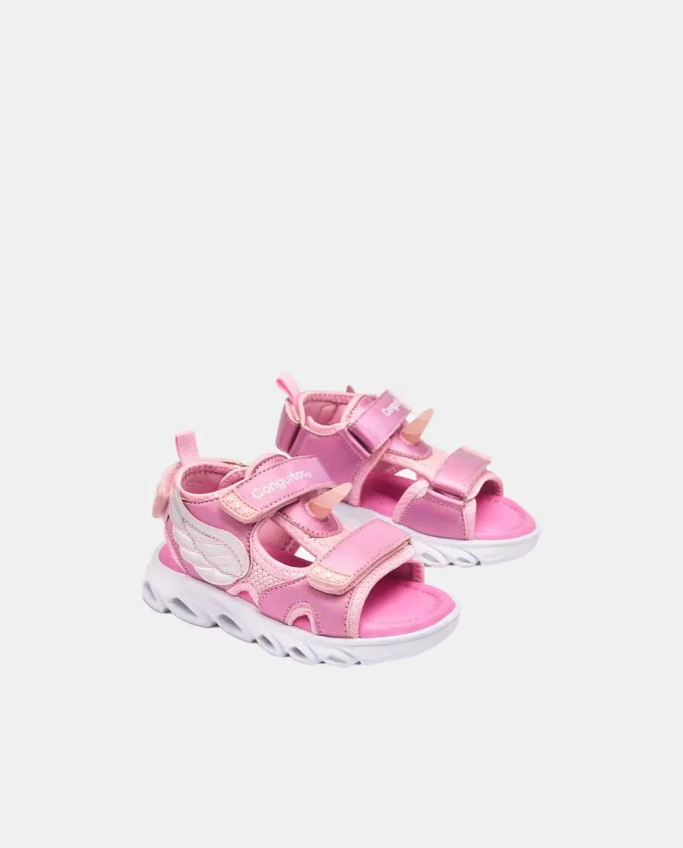 Детские сандалии для девочек с подсветкой Unicornio Conguitos, Fucsia — фото 2