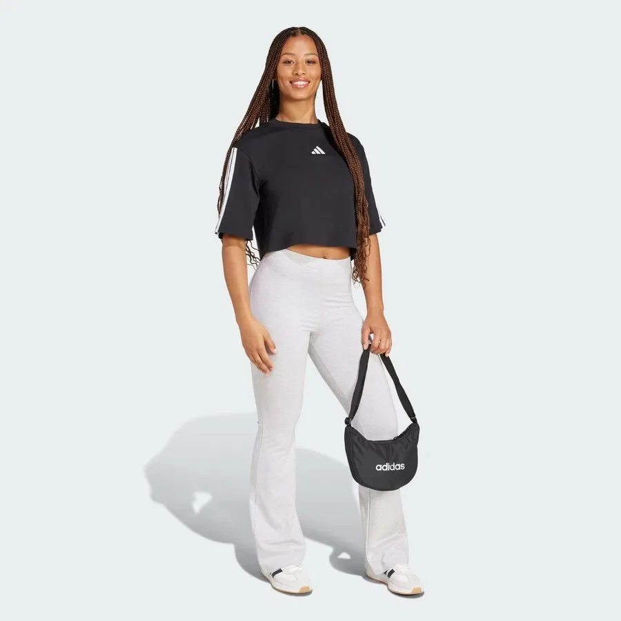Футболка с длинным рукавом свободного кроя Essentials 3-Stripes Cotton Loose adidas, Черный — фото 3