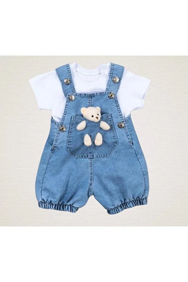 Детский комбинезон джинсовый с коротким рукавом Temiz, Blue