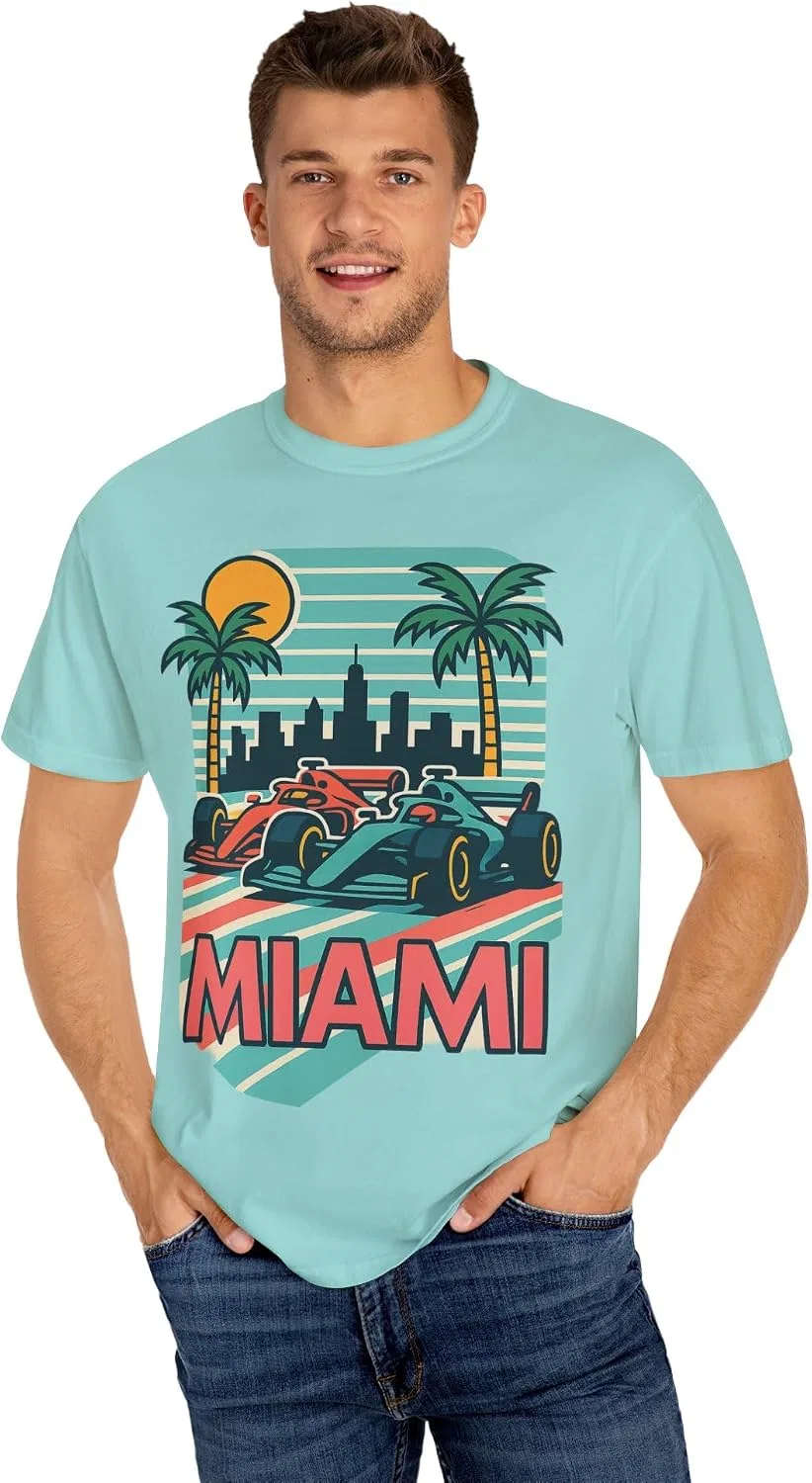 Футболка с принтом Miami Racing Comfort Colors, Chalky Mint — фото 3
