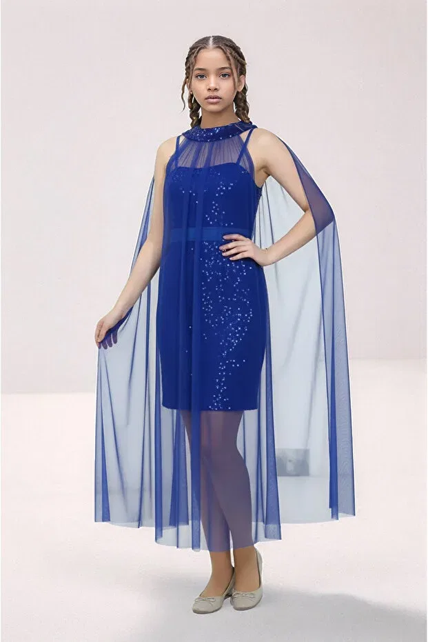 Детское платье для девочек с пайетками Party Jogco, Navy Blue — фото 3