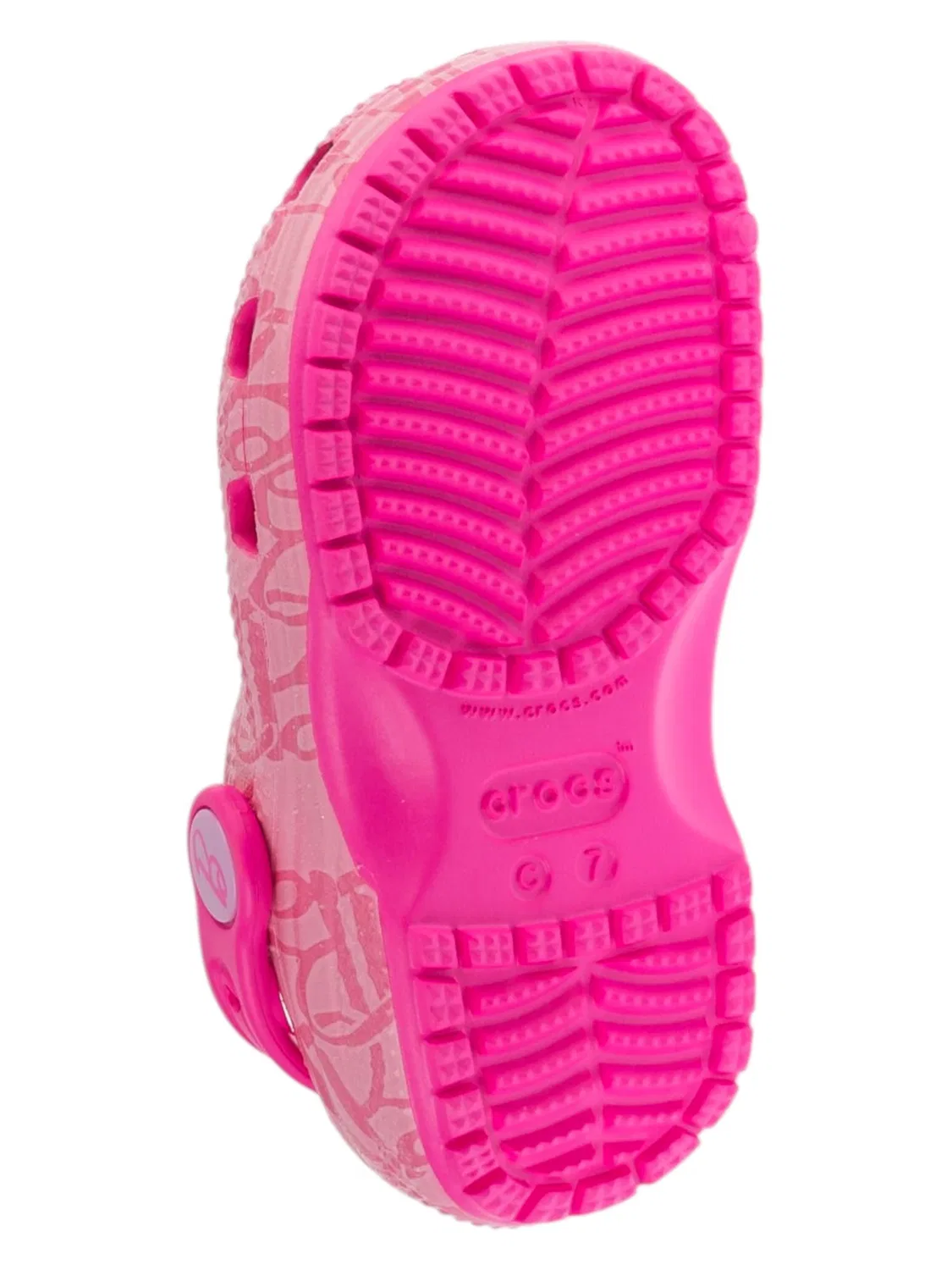 Сандалии Crocs Classic Mattel Pink Barbie Clog T K розового цвета — фото 3