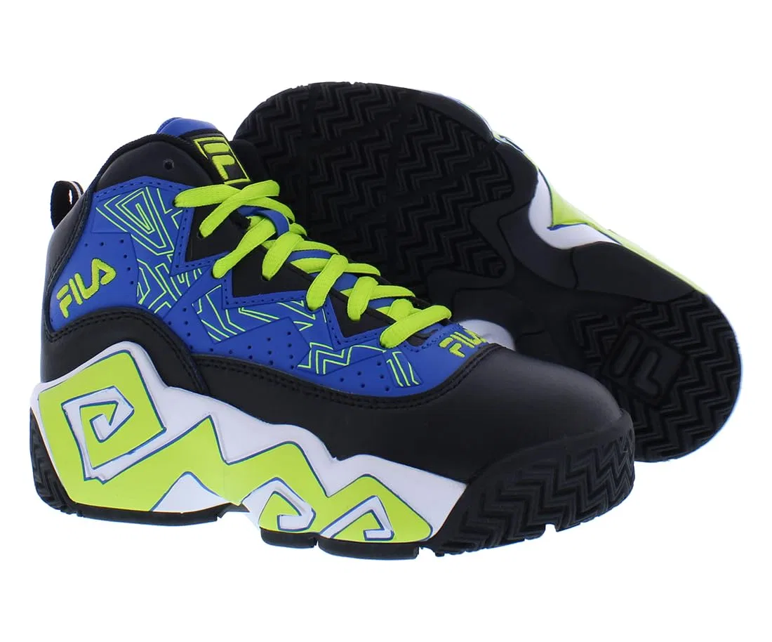 Детские кроссовки для мальчиков с принтом Fila Mb Fila, Blue Black Lime — фото 2