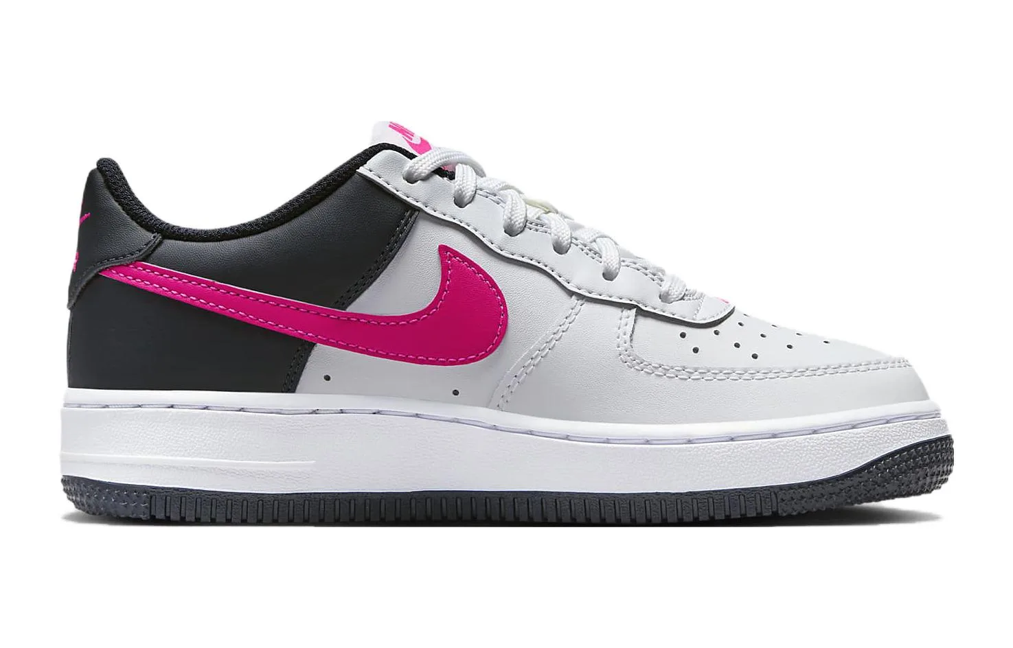 Nike Кроссовки Air Force 1 Comfortable Abrasion Resistant Breathable Low top Kids Fit Black White — фото 3