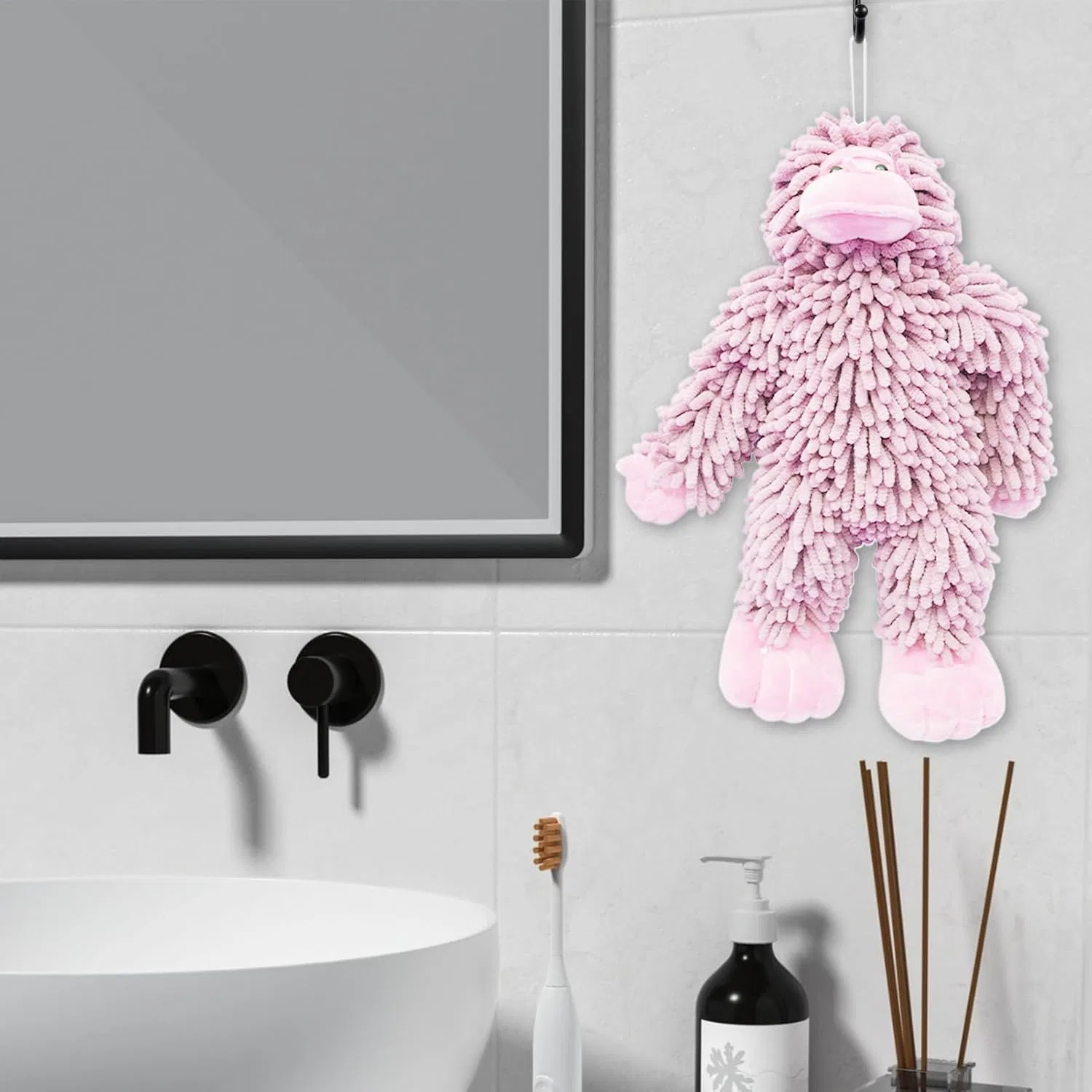 Махровое полотенце Chenille Handtuch с петлей, Xvilmaun, 40x30x14 см, Розовый — фото 2
