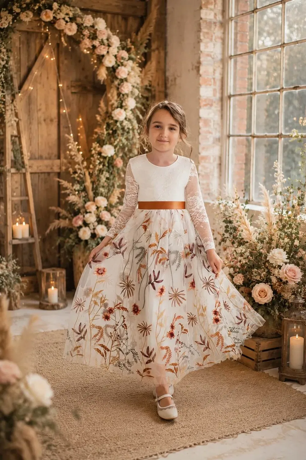 Детское платье с кружевом Enchanted Chantilly Lace Uk Flower Girl Boutique, Ivory