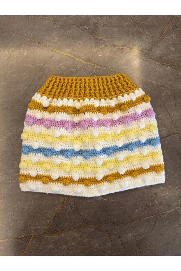 Детская юбка для девочек вязаная Hand knitted bonbon model multicolor Izelticaret, Multicolor — фото 2