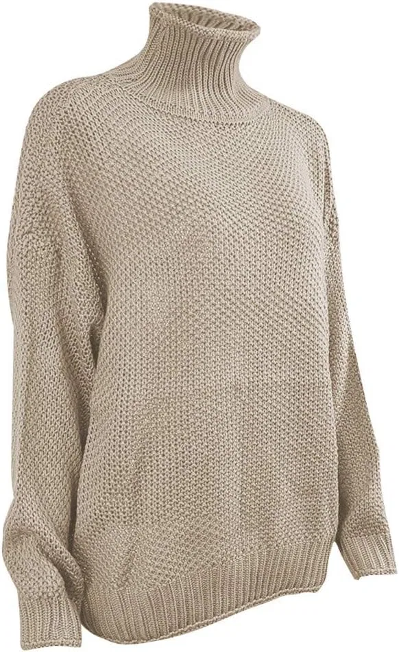 Женский свитер оверсайз с длинным рукавом, модель Batwing, цвет Beige — фото 2